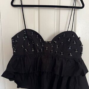Ulla Johnson Lucia Embellished Ruffle Crop Camisole  Size 16
